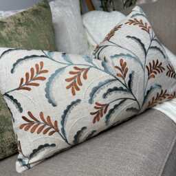 Decorative Cushion Cover - Designer Jouvene Fabric Features A Silhouette Of Trailing Leaves With Embroidery Detail, Size 12 - thumbnail 2