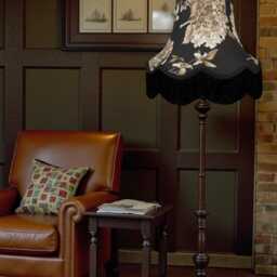 Black Hydrangea Floral Lampshade With Fringe Handmade For Ceiling Lights, Table & Floor Standard Lamp Shades - thumbnail 3