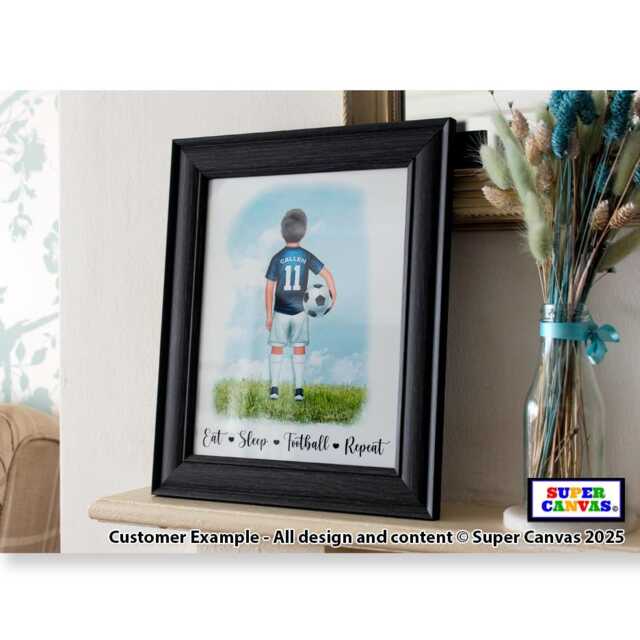Football Son Grandson Brother Nephew Friend Handmade Personalised Custom Footballer Wall Art Framed Print Birthday Gift For Fan - image 1