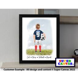 Football Son Grandson Brother Nephew Friend Handmade Personalised Custom Footballer Wall Art Framed Print Birthday Gift For Fan - thumbnail 3