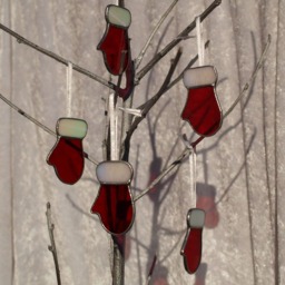 Personalized Mitten Christmas Ornament Set Of 5 Glass Baubles - thumbnail 3