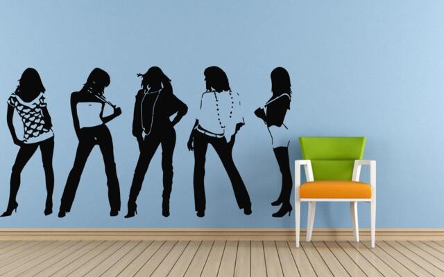 Five Fashion Models Girls Females Women Runway Clothes Accessories Jewelry Wall Or Car Vinyl Peal & Stick Removable Sticker Decal L1390 - image 1