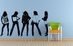 Five Fashion Models Girls Females Women Runway Clothes Accessories Jewelry Wall Or Car Vinyl Peal & Stick Removable Sticker Decal L1390 - thumbnail 1