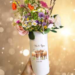 Personalised Vase, Couple Gifts, Highland Cow, Anniversary Engagement Flower Wedding Gift, Birthday - thumbnail 2