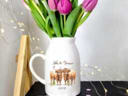 Personalised Vase, Couple Gifts, Highland Cow, Anniversary Engagement Flower Wedding Gift, Birthday - thumbnail 1
