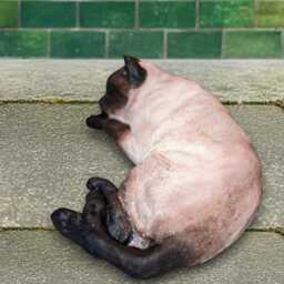 Concrete Siamese Cat Statue Handmade Lawn Kitty Figurine Stone Sculpture Outdoor Kitten Ornament Pet Memorial Decor Cement Yard Art - thumbnail 3