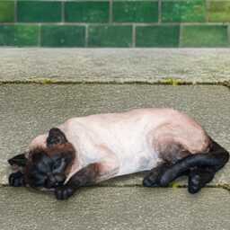 Concrete Siamese Cat Statue Handmade Lawn Kitty Figurine Stone Sculpture Outdoor Kitten Ornament Pet Memorial Decor Cement Yard Art - thumbnail 1