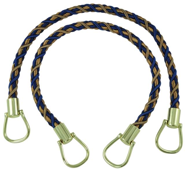 Pair Of Elegant Ultramarine Blue, Tan Curtain & Drapery Rope Tiebacks, 18 Inch Long, Approx. 1/2 Thick, Brtbm Color Navy Taupe - 5817 - image 1
