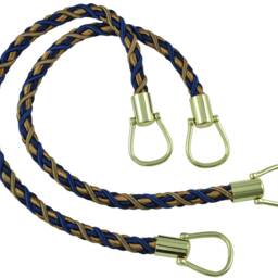 Pair Of Elegant Ultramarine Blue, Tan Curtain & Drapery Rope Tiebacks, 18 Inch Long, Approx. 1/2 Thick, Brtbm Color Navy Taupe - 5817 - thumbnail 2