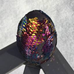Ooak Dragon Egg Hand Crafted Ornament, Ebony Spectral Wyvern Egg - thumbnail 3