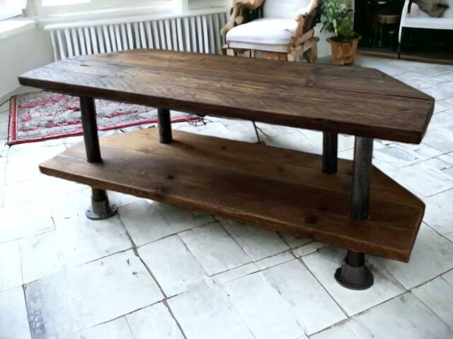 Tv Stand/Tv Unit - Industrial , Vintage Style Using Reclaimed Scaffold Boards & Tubes Shelving - The Sofia - image 1
