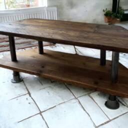 Tv Stand/Tv Unit - Industrial , Vintage Style Using Reclaimed Scaffold Boards & Tubes Shelving - The Sofia - thumbnail 3