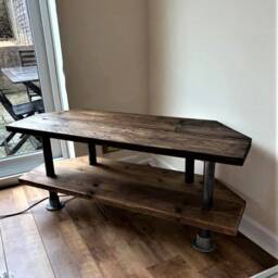 Tv Stand/Tv Unit - Industrial , Vintage Style Using Reclaimed Scaffold Boards & Tubes Shelving - The Sofia - thumbnail 2