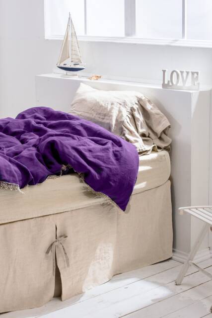 Linen Bed Skirt. Queen Size Bedskirt With Corner Ties. Custom Sizes Box Spring Cover #ties Knot# - image 1