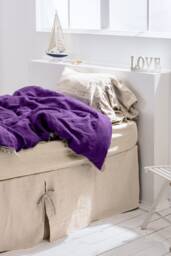 Linen Bed Skirt. Queen Size Bedskirt With Corner Ties. Custom Sizes Box Spring Cover #ties Knot# - thumbnail 1