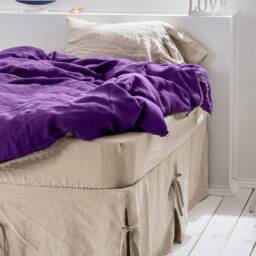 Linen Bed Skirt. Queen Size Bedskirt With Corner Ties. Custom Sizes Box Spring Cover #ties Knot# - thumbnail 2