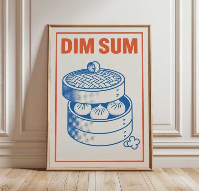 Dim Sum Poster - Chinese Food Wall Art Dumpling Kitchen Decor Asian Print Minimal Line Restaurant Style - image 1