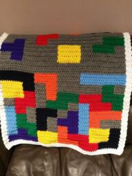 Video Game Child's Blanket - Crocheted Block Afghan