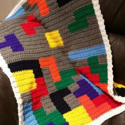 Video Game Child's Blanket - Crocheted Block Afghan - thumbnail 3