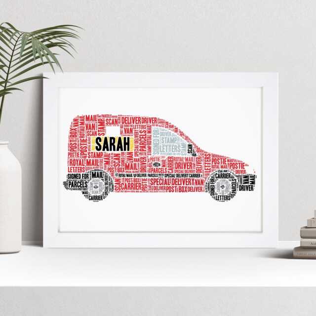 Personalised Delivery Van Word Art Print, Postie Gift, Custom Wall Framed Picture Nl - image 1