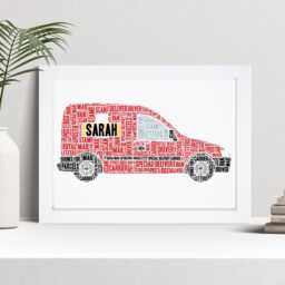 Personalised Delivery Van Word Art Print, Postie Gift, Custom Wall Framed Picture Nl - thumbnail 1