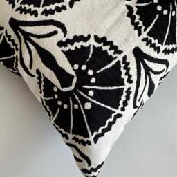 Silk Velvet Cushion Cover, Black Carnations Cushions, Turkish Jacquard Cushion, Ikat Pillow, Decorative Pillow 24''x16''/60x40 cm - thumbnail 2