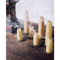 stubby Beeswax Candles, Pair, Pillar Hand Dipped, Made in The UK - Slight Seconds - thumbnail 3