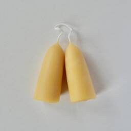 stubby Beeswax Candles, Pair, Pillar Hand Dipped, Made in The UK - Slight Seconds