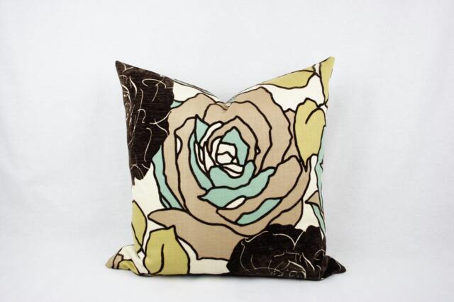 Brown, Tan, Green, & Gold Floral Handmade Decorative Pillow Cover. Velvet, 20x20, Throw Pillow, Accent Pillow, Toss - image 1
