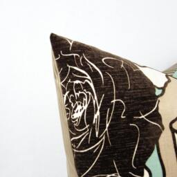 Brown, Tan, Green, & Gold Floral Handmade Decorative Pillow Cover. Velvet, 20x20, Throw Pillow, Accent Pillow, Toss - thumbnail 2