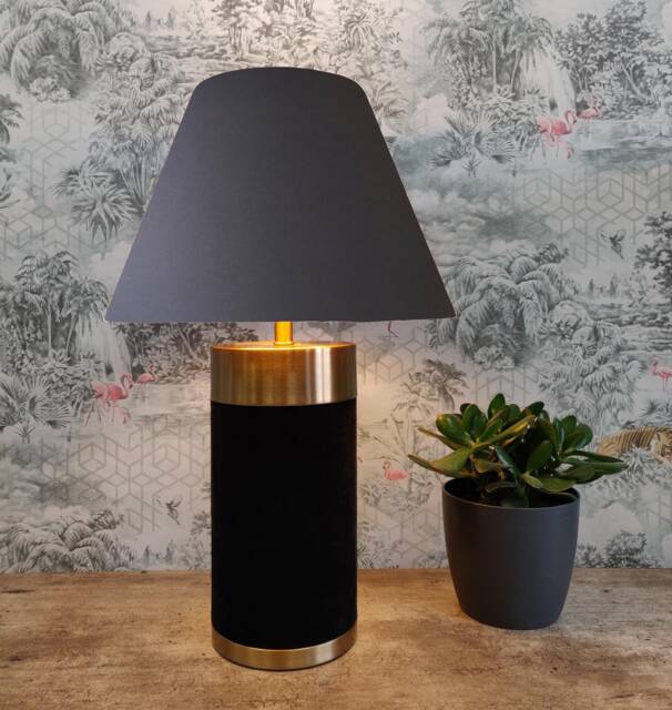 Dark Grey Empire Lampshade in Cotton - Choice Of Lining - image 1