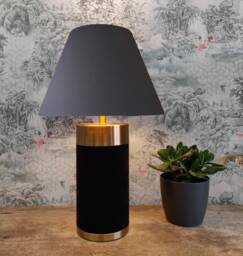 Dark Grey Empire Lampshade in Cotton - Choice Of Lining - thumbnail 1