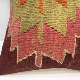 Handwoven Kilim Pillow Cover, Vintage Turkish Bohemian Decor - 16x16 - thumbnail 3