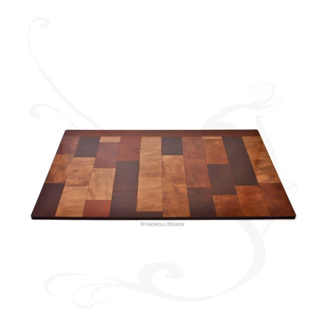 Brown Leather Desk Pad For Laptop Or Keyboard Handmade in Italy - image 1