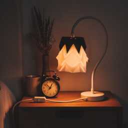 Table Lamp Kikyo With Flexible Cable & Small Paper Lampshade - thumbnail 4