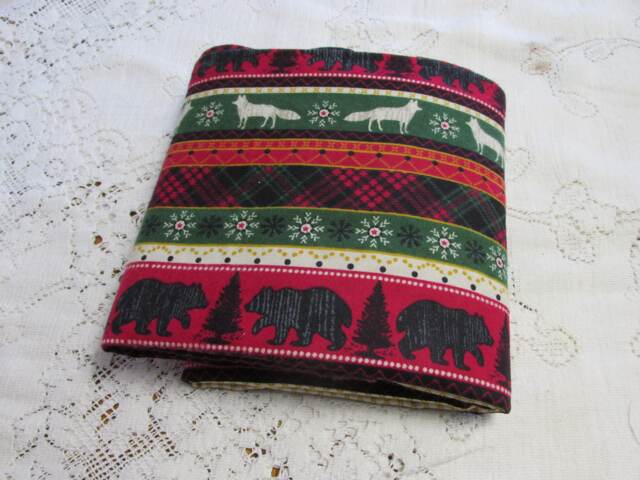 Rts Extra-Large Receiving Blanket - Bear Wolf Plaid Wildlife Northwoods Tartan Nordic Fox Red Green Baby Gift - image 1