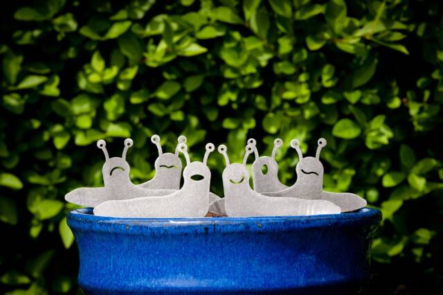 Stainless Steel Slug Family, House Plant Pot Ornaments, Flower Decor, Window Box Ornament, Houseplant Gift, New Garden Gifts - image 1