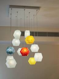 Fused Glass Hexagon Shaped Pendant Lighting Chandelier. Series Hexalights - thumbnail 1