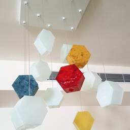 Fused Glass Hexagon Shaped Pendant Lighting Chandelier. Series Hexalights - thumbnail 3