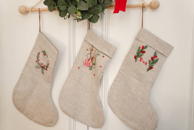 Personalized Christmas Stockings Linen Custom Family Embroidery With Names Embroidered Chsritsmas Decor Gift For Friend Custom - image 1
