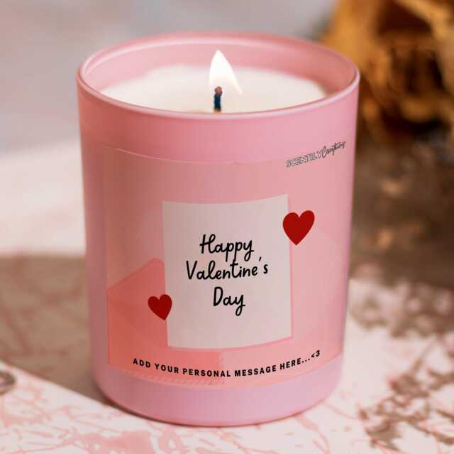 Valentine Candle Anniversary Personalised For Bride To Be Gift Wife Bridal Custom With Message Fiance Celebration - image 1