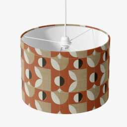Mid Century Modern Geometric Brown Cream Lampshade 25cm 30cm 35cm 40cm 45cm - Drum Lamp Shade Handmade Home Decor Ceiling - thumbnail 2