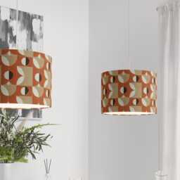 Mid Century Modern Geometric Brown Cream Lampshade 25cm 30cm 35cm 40cm 45cm - Drum Lamp Shade Handmade Home Decor Ceiling - thumbnail 3