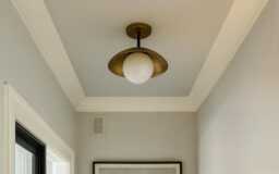 Mid-Century Modern Flush Mount Ceiling Light - Brass Glass Globe Chandelier Minimalist Rustic Lighting Fixture