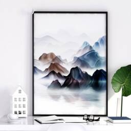 Japandi Wall Art Decor Framed 3 Piece Set Artwork For A Zen Living Room, Teal Large Relaxing Asian Designer Japan Poster Prints - thumbnail 3