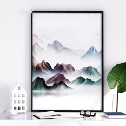 Japandi Wall Art Decor Framed 3 Piece Set Artwork For A Zen Living Room, Teal Large Relaxing Asian Designer Japan Poster Prints - thumbnail 2