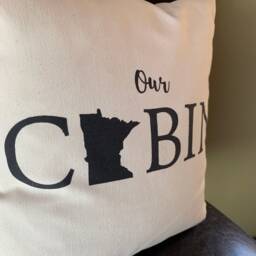 Our Cabin Minnesota Mn Quote Pillow Decorative Handmade Painted Lake Sayings - thumbnail 3