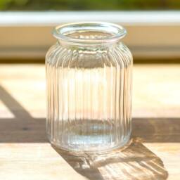 Ribbed Glass Flower Vase Vintage Sweetie Style, Table Centerpiece - 15cm - thumbnail 3