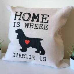 Home Is Where Is - Cocker Spaniel Dog Silhouette Personalised Cushion - thumbnail 3