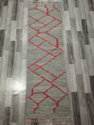 Minimalist Scandinavian Runner, Handmade Artisan Afghan Turkish Persian Swedish Style Flatweave Natural Wool Kilim Runner Rug 204x62 cm - thumbnail 1